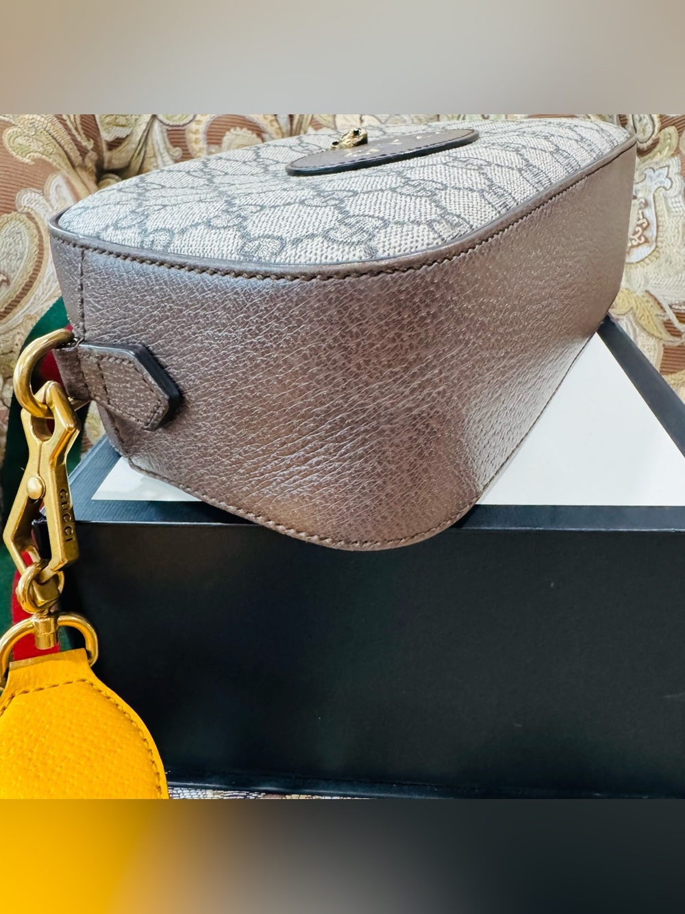 GUCCI GG Supreme Monogram Web Neo Vintage Camera Bag Beige New Acero Crop - Picture 11 of 15